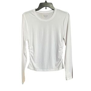 Athleta White Long Sleeve Shirt Ruched Sides Women’s Size Medium M